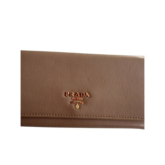 PRADA Cammeo Camel Saffiano Leather Clutch Long Wallet - Picture 2 of 11